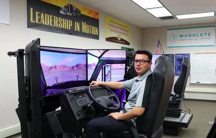 Student with simulator